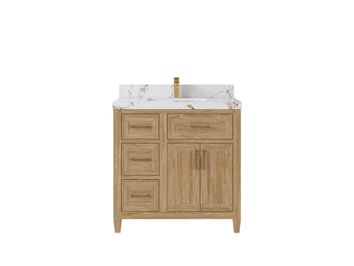 Santa Monica Teak Wood 36 in. W x 22 in. D Center Sink Bathroom Vanity