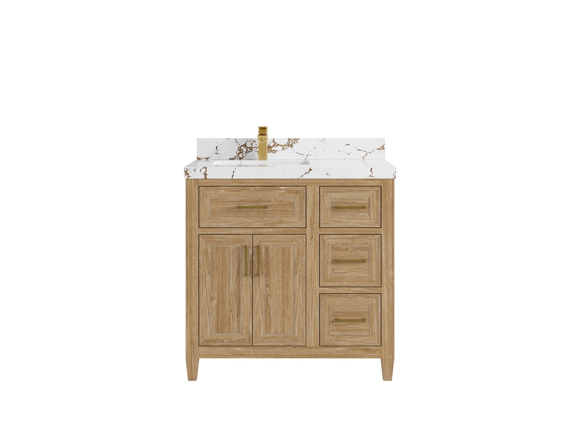Santa Monica Teak Wood 36 in. W x 22 in. D Left Offset Sink Bathroom Vanity