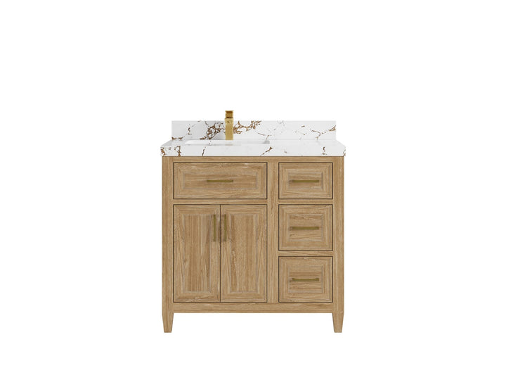 Santa Monica Teak Wood 36 in. W x 22 in. D Left Offset Sink Bathroom Vanity - photo 8