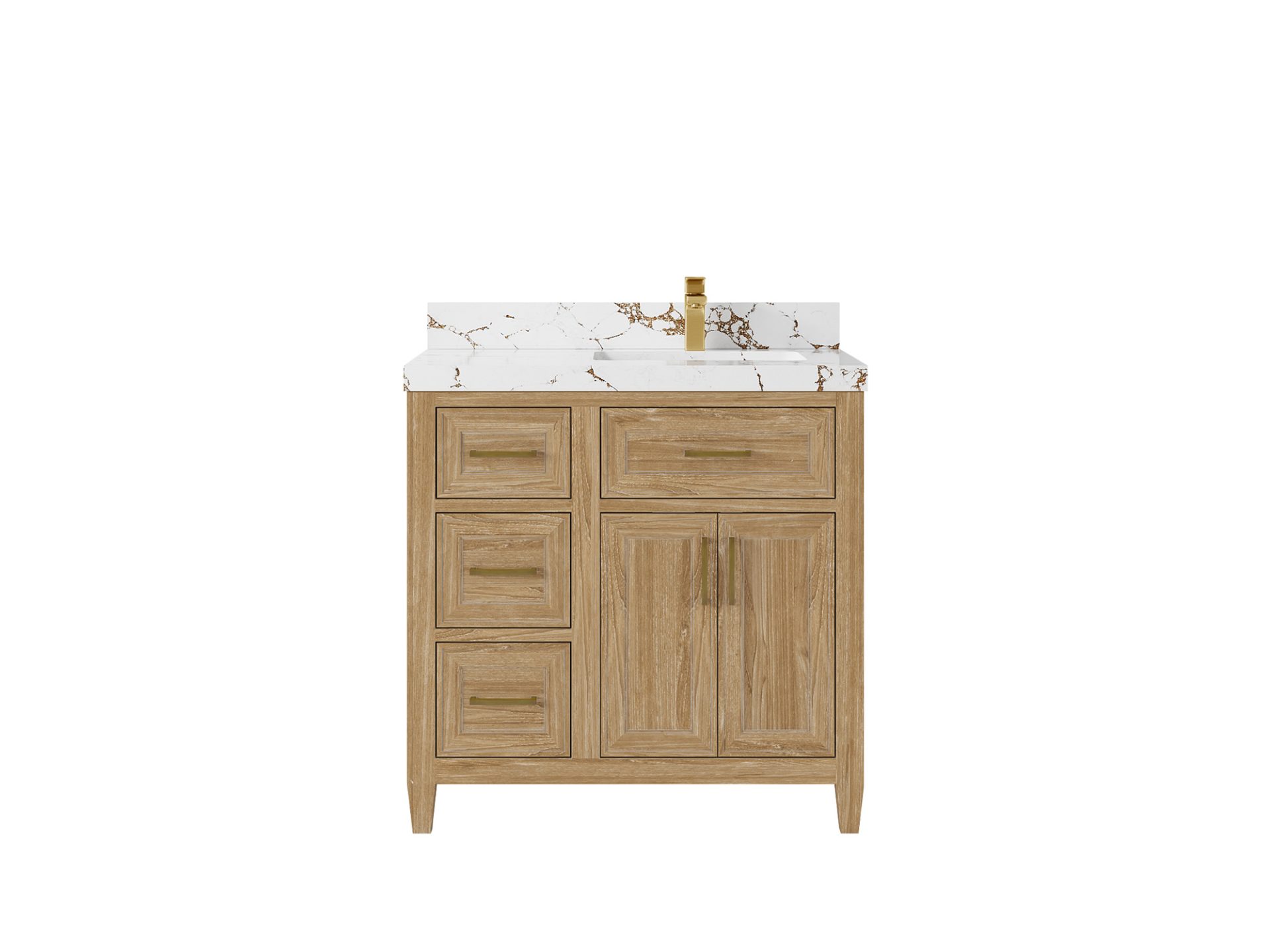 Santa Monica Teak Wood 36 in. W x 22 in. D Right Offset Sink Bathroom Vanity