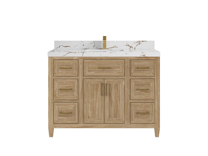 Santa Monica Teak Wood 48 in. W x 22 in. D Single Sink Bathroom Vanity - photo 8