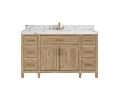 Santa Monica Teak Wood 60 in. W x 22 in. D Single Sink Bathroom Vanity