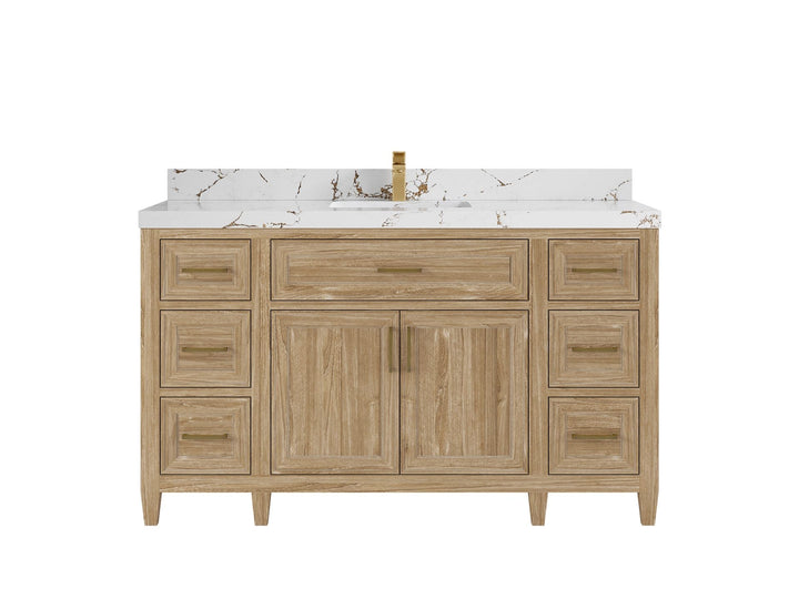 Santa Monica Teak Wood 60 in. W x 22 in. D Single Sink Bathroom Vanity - photo 8