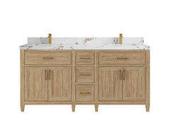 Santa Monica Teak Wood 72 in. W x 22 in. D Double Sink Bathroom Vanity - photo 8