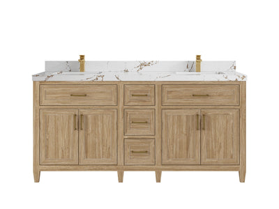 Santa Monica Teak Wood 72 in. W x 22 in. D Double Sink Bathroom Vanity