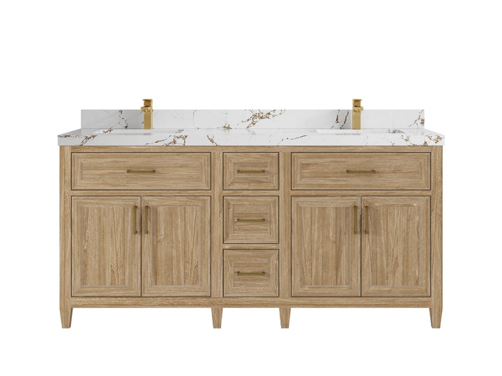 Santa Monica Teak Wood 72 in. W x 22 in. D Double Sink Bathroom Vanity - photo 8