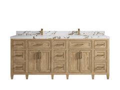 Santa Monica Teak Wood 84 in. W x 22 in. D Double Sink Bathroom Vanity - photo 8