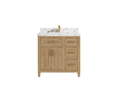 Santa Monica Teak Wood 36 in. W x 22 in. D Single Sink Bathroom Vanity - photo 8