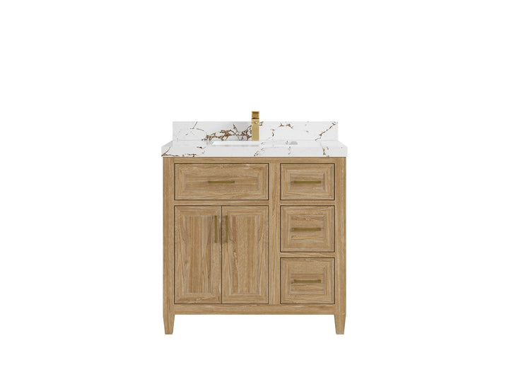 Santa Monica Teak Wood 36 in. W x 22 in. D Single Sink Bathroom Vanity - photo 8