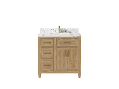 Santa Monica Teak Wood 36 in. W x 22 in. D Center Sink Bathroom Vanity - photo 8