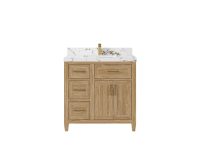 Santa Monica Teak Wood 36 in. W x 22 in. D Center Sink Bathroom Vanity