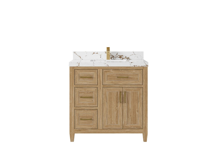 Santa Monica Teak Wood 36 in. W x 22 in. D Center Sink Bathroom Vanity - photo 8
