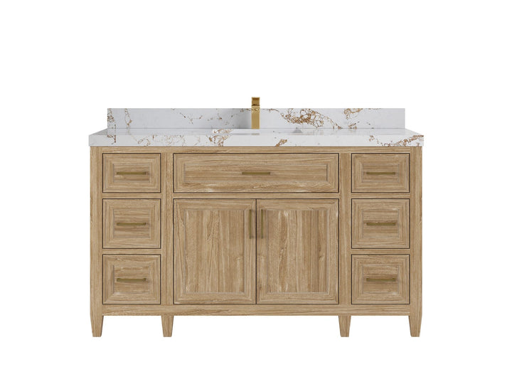 Santa Monica Teak Wood 60 in. W x 22 in. D Single Sink Bathroom Vanity - photo 9