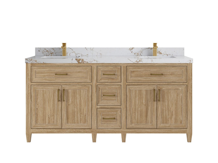 Santa Monica Teak Wood 72 in. W x 22 in. D Double Sink Bathroom Vanity - photo 9