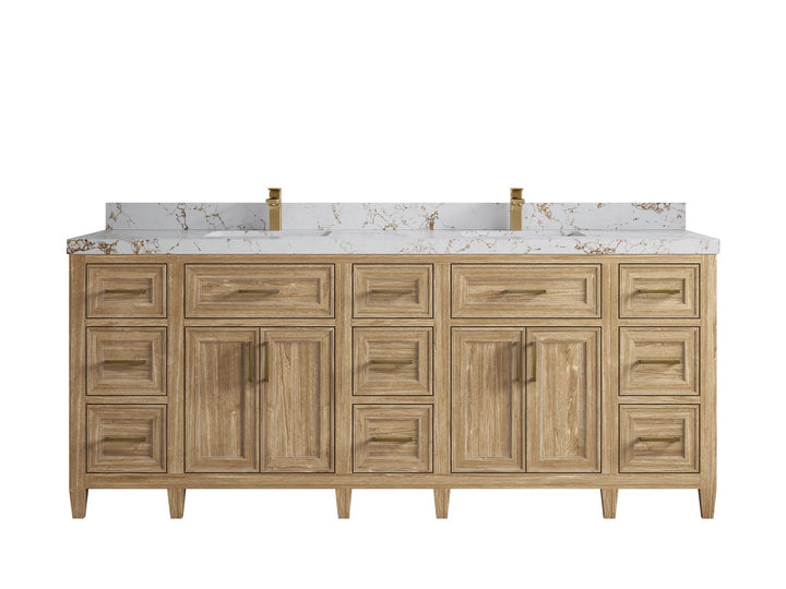 Santa Monica Teak Wood 84 in. W x 22 in. D Double Sink Bathroom Vanity - photo 9