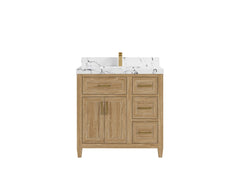 Santa Monica Teak Wood 36 in. W x 22 in. D Single Sink Bathroom Vanity - photo 9