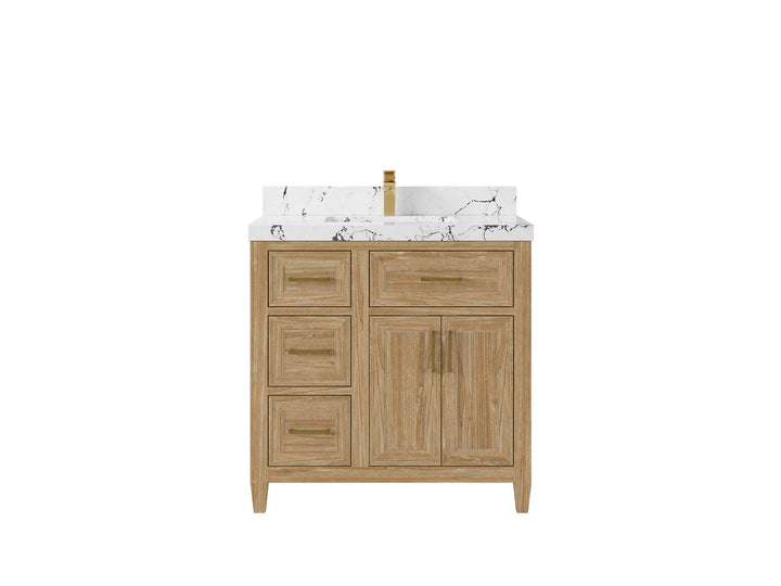 Santa Monica Teak Wood 36 in. W x 22 in. D Center Sink Bathroom Vanity - photo 9