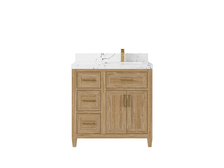Santa Monica Teak Wood 36 in. W x 22 in. D Right Offset Sink Bathroom Vanity - photo 10
