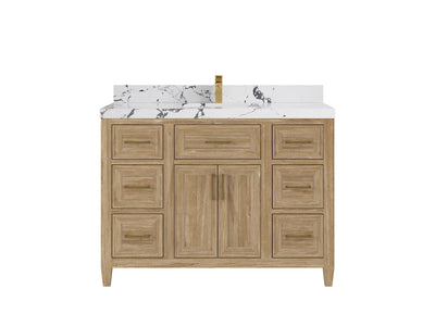 Santa Monica Teak Wood 48 in. W x 22 in. D Single Sink Bathroom Vanity