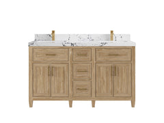 Santa Monica Teak Wood 60 in. W x 22 in. D Double Sink Bathroom Vanity - photo 10