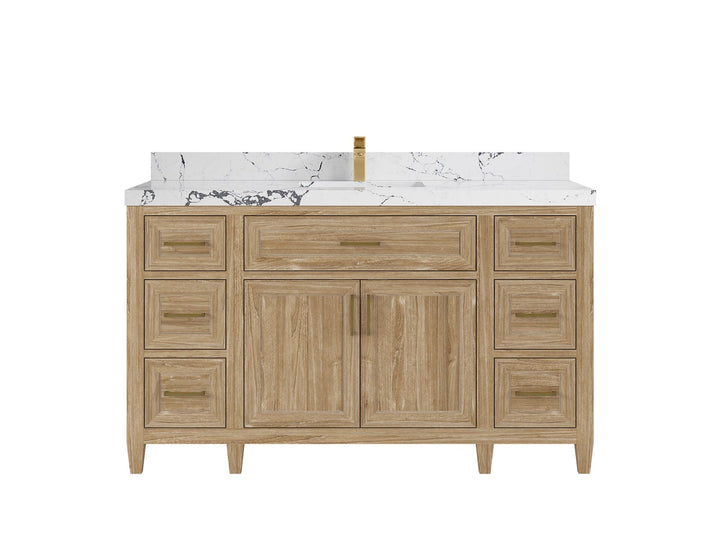 Santa Monica Teak Wood 60 in. W x 22 in. D Single Sink Bathroom Vanity - photo 10