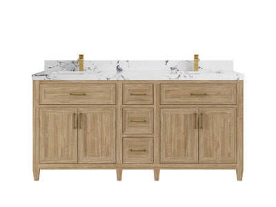 Santa Monica Teak Wood 72 in. W x 22 in. D Double Sink Bathroom Vanity
