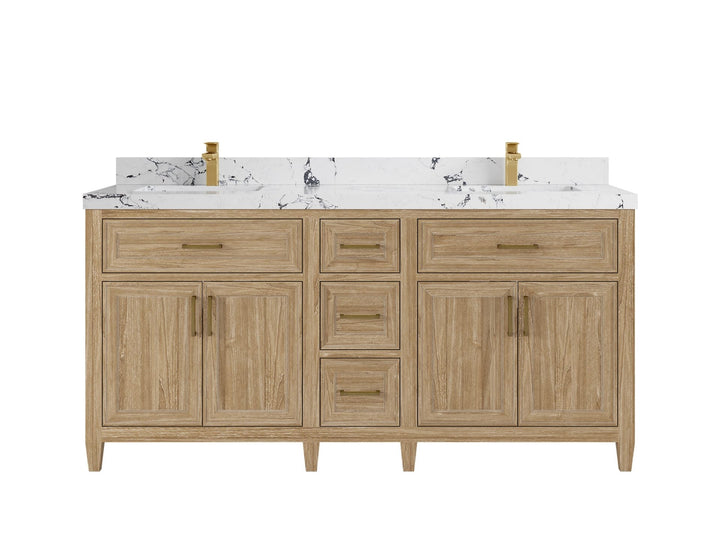 Santa Monica Teak Wood 72 in. W x 22 in. D Double Sink Bathroom Vanity - photo 10