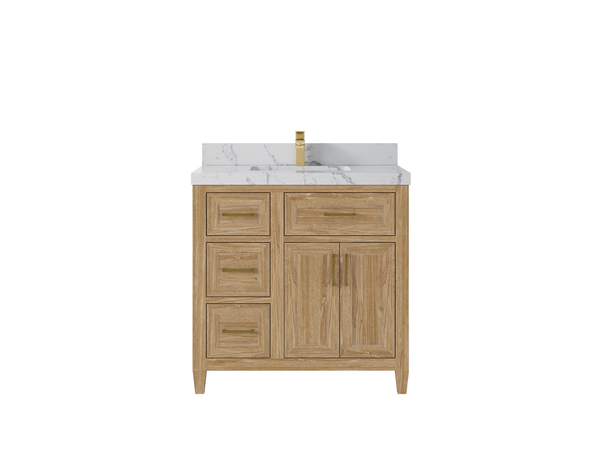 Santa Monica Teak Wood 36 in. W x 22 in. D Center Sink Bathroom Vanity