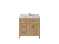 Santa Monica Teak Wood 36 in. W x 22 in. D Center Sink Bathroom Vanity - photo 15