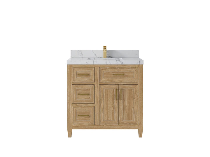 Santa Monica Teak Wood 36 in. W x 22 in. D Center Sink Bathroom Vanity - photo 15