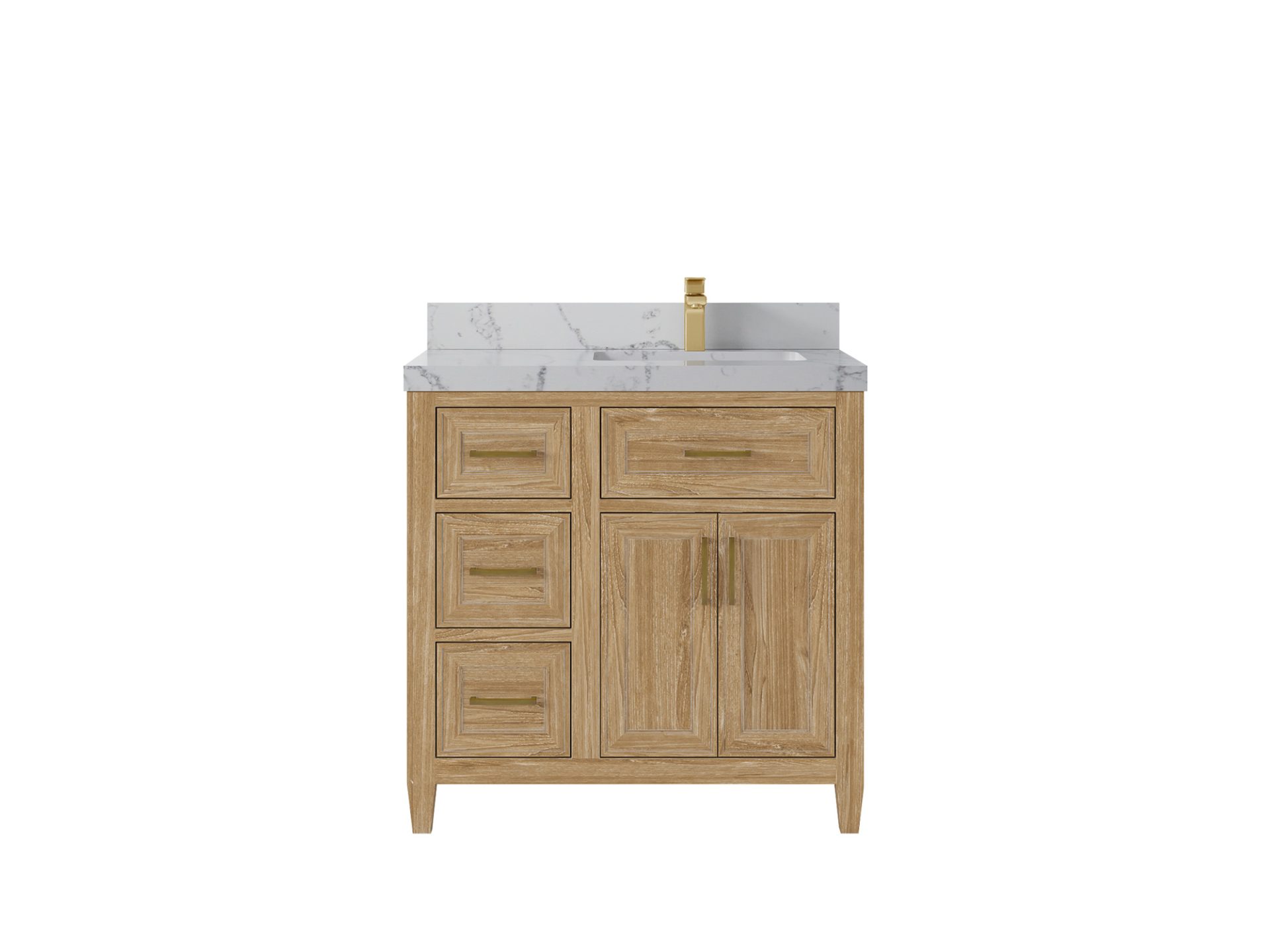 Santa Monica Teak Wood 36 in. W x 22 in. D Right Offset Sink Bathroom Vanity