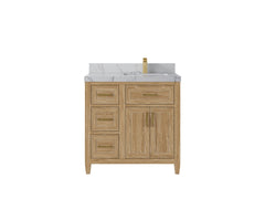 Santa Monica Teak Wood 36 in. W x 22 in. D Right Offset Sink Bathroom Vanity - photo 16