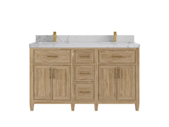 Santa Monica Teak Wood 60 in. W x 22 in. D Double Sink Bathroom Vanity - photo 16