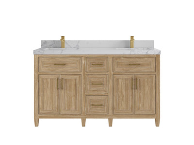 Santa Monica Teak Wood 60 in. W x 22 in. D Double Sink Bathroom Vanity