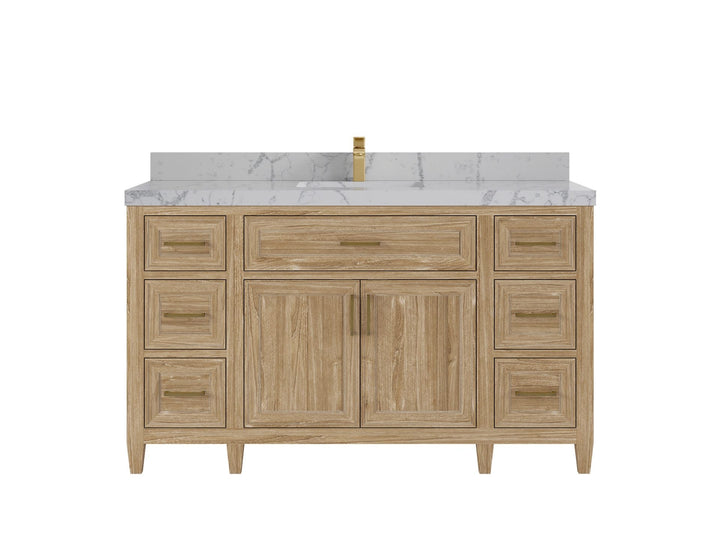Santa Monica Teak Wood 60 in. W x 22 in. D Single Sink Bathroom Vanity - photo 16