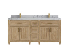 Santa Monica Teak Wood 72 in. W x 22 in. D Double Sink Bathroom Vanity - photo 16