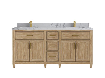 Santa Monica Teak Wood 72 in. W x 22 in. D Double Sink Bathroom Vanity