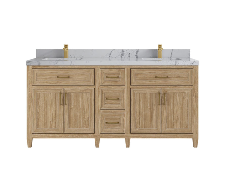 Santa Monica Teak Wood 72 in. W x 22 in. D Double Sink Bathroom Vanity - photo 16