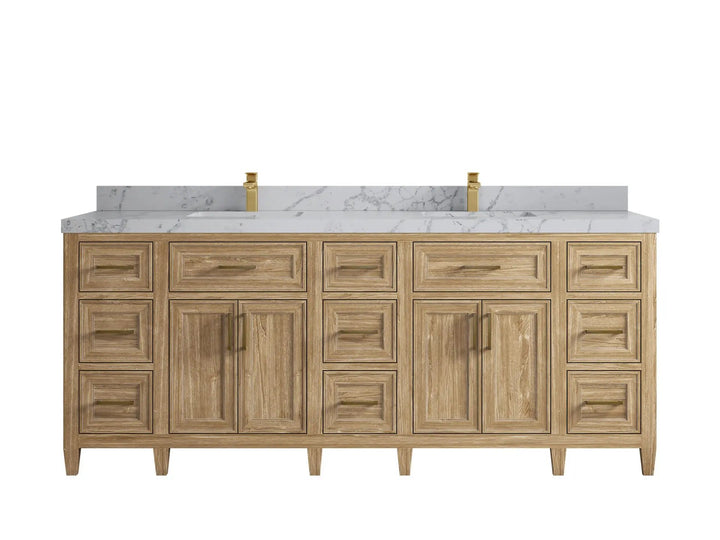 Santa Monica Teak Wood 84 in. W x 22 in. D Double Sink Bathroom Vanity - photo 16