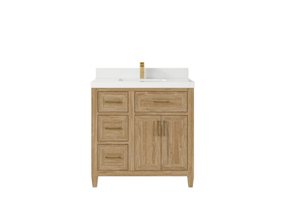 Santa Monica Teak Wood 36 in. W x 22 in. D Center Sink Bathroom Vanity