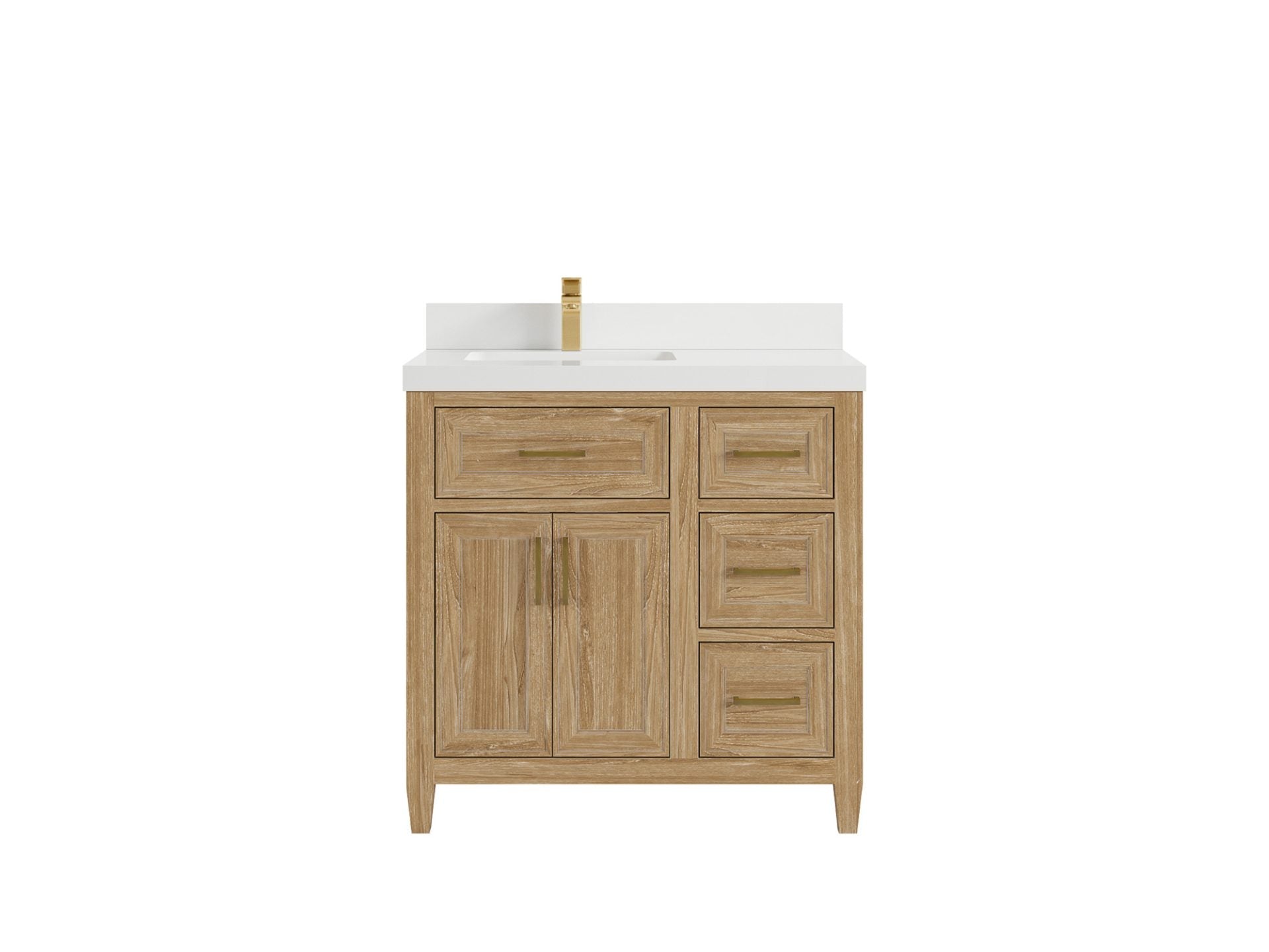 Santa Monica Teak Wood 36 in. W x 22 in. D Left Offset Sink Bathroom Vanity