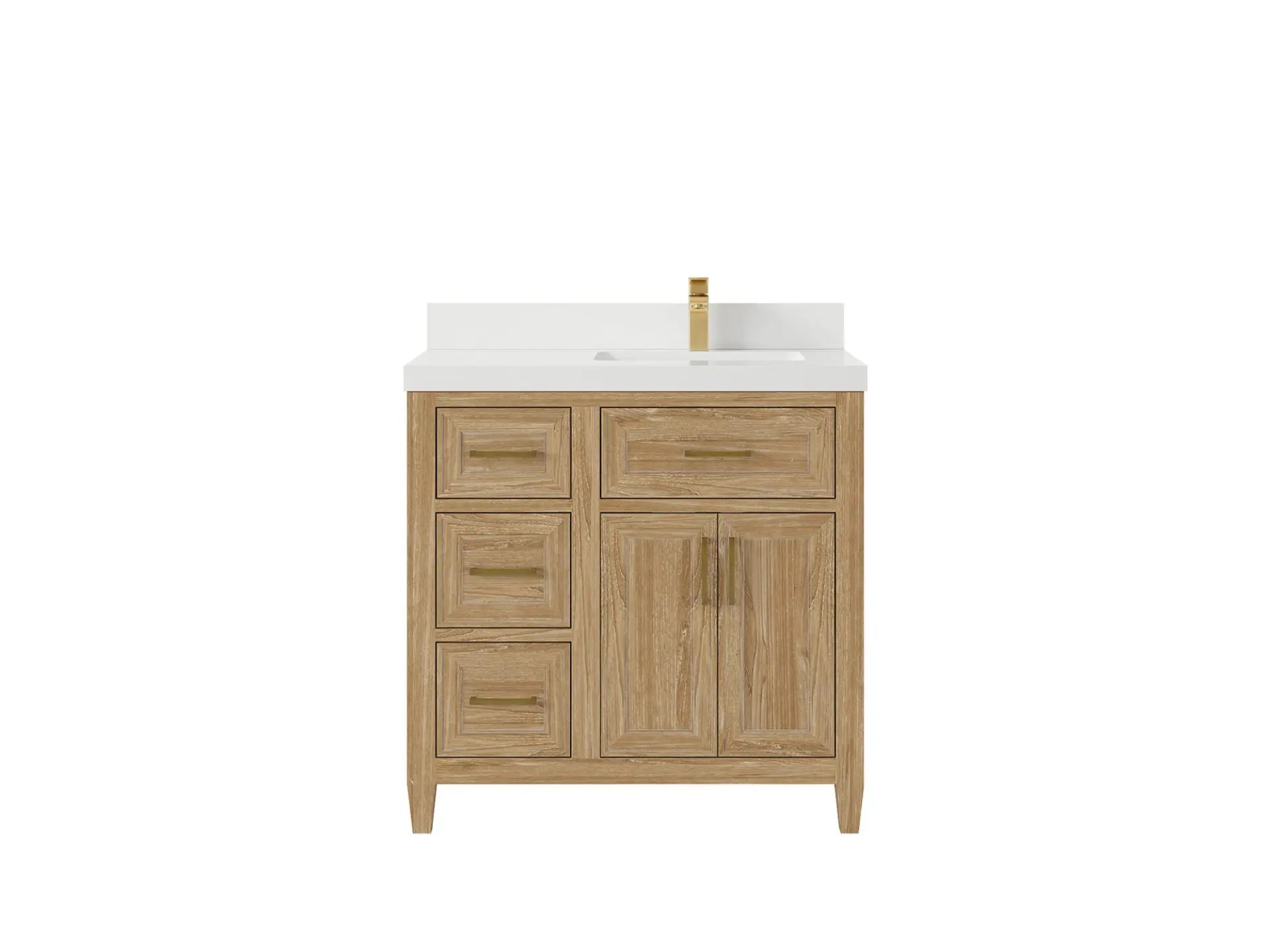 Santa Monica Teak Wood 36 in. W x 22 in. D Right Offset Sink Bathroom Vanity