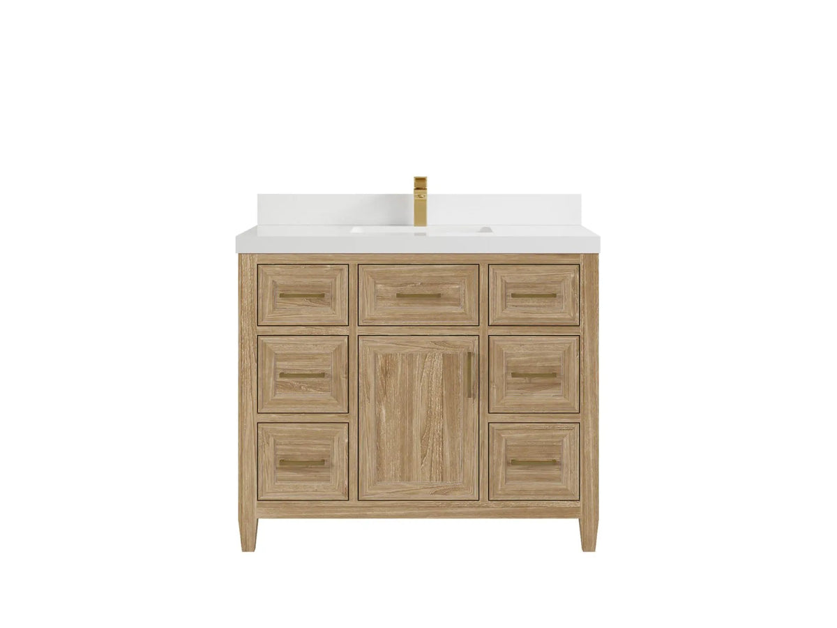 Santa Monica Teak Wood 42 in. W x 22 in. D Single Sink Bathroom Vanity