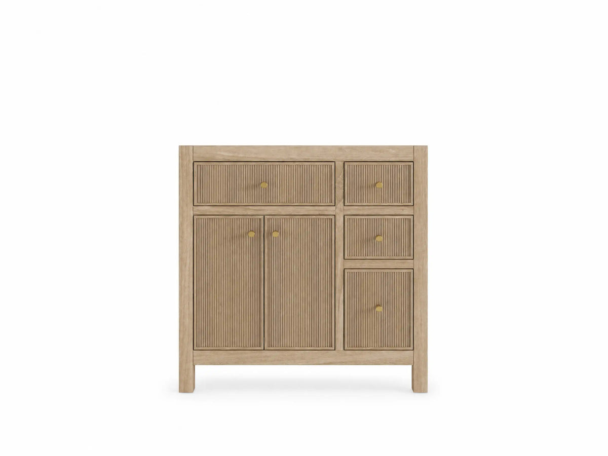 Sonoma Reeded Teak Wood 36 in. W x 22 in. D Center Sink Bathroom Vanity