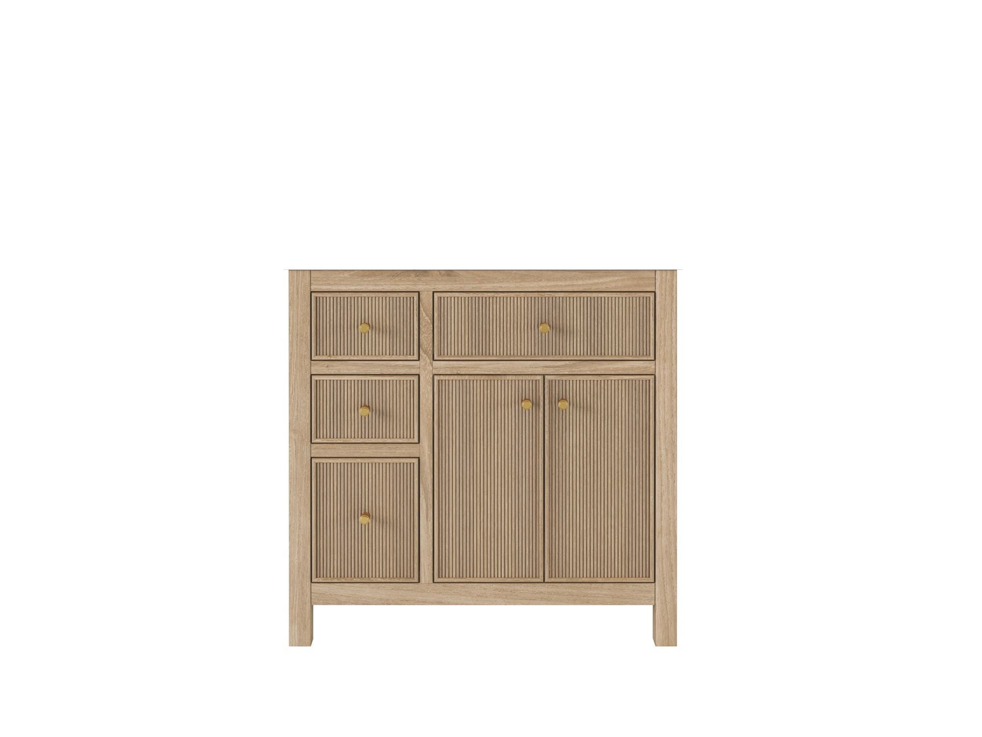 Sonoma Reeded Teak Wood 36 in. W x 22 in. D Right Offset Sink Bathroom Vanity