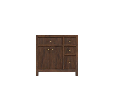 Sonoma Reeded Teak Wood 36 in. W x 22 in. D Left Offset Sink Bathroom Vanity