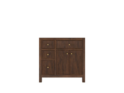 Sonoma Reeded Teak Wood 36 in. W x 22 in. D Right Offset Sink Bathroom Vanity