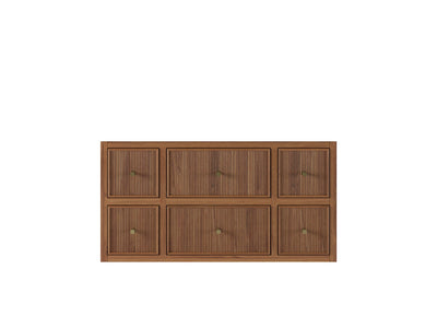 Sonoma Reeded Floating Teak Wood 42 in. W x 22 in. D Single Sink Bathroom Vanity