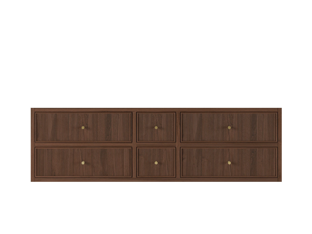 Sonoma Reeded Floating Teak 72 in. W x 22 in. D Double Sink Bathroom Vanity