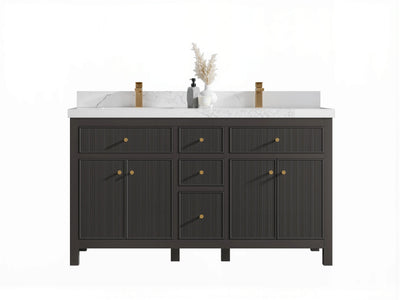 Sonoma 60 in W x 22 in D Free Standing Reeded Double Sink Bathroom Vanity
